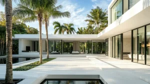 Luxurious villa in white with palm trees