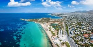aerial picture of Athens Riviera, Voula beach