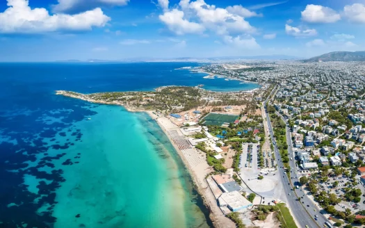 aerial picture of Athens Riviera, Voula beach