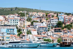 Samos island marina in Eastern Sporades sea view with pythagorion
