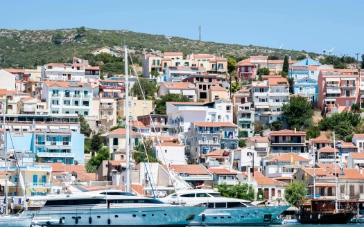 Samos island marina in Eastern Sporades sea view with pythagorion